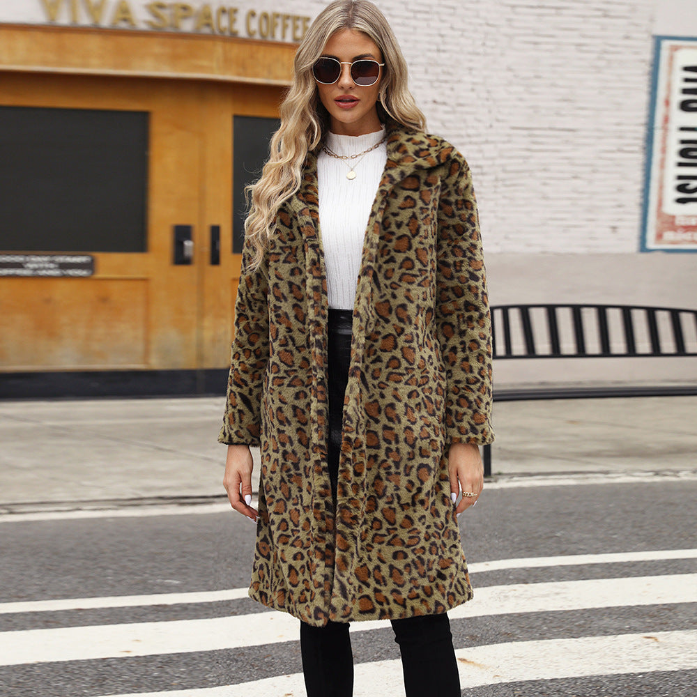 Lune London Women's Leopard Print Faux Fur Jacket