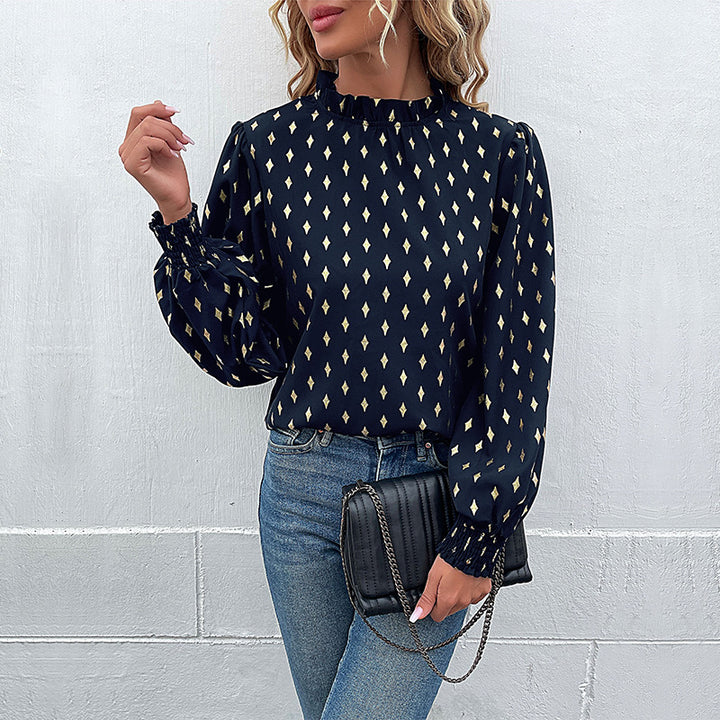 Women's blouse with high-quality print and generous puffed sleeves Lune London