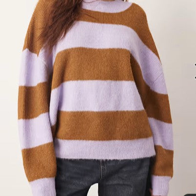 Pull en tricot oversize pour femme avec motif rayé et coupe large Chic & Stil