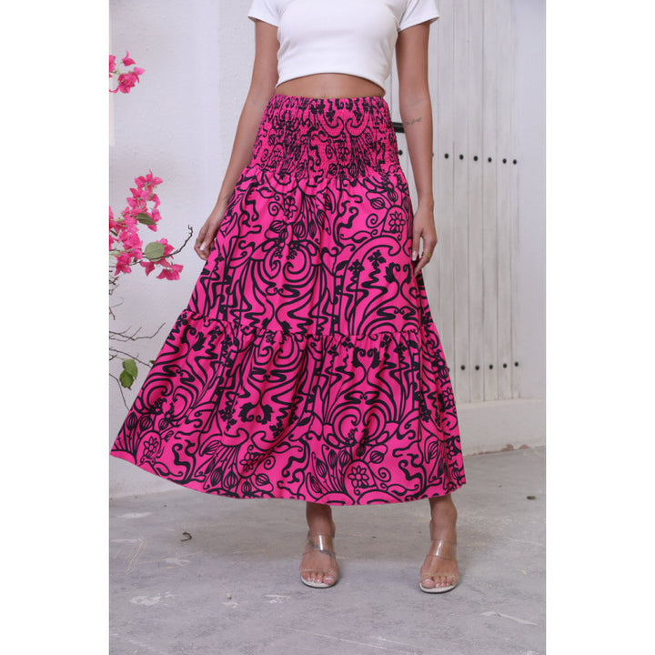 Lune London Abstract Floral Pattern Maxi Women Skirt