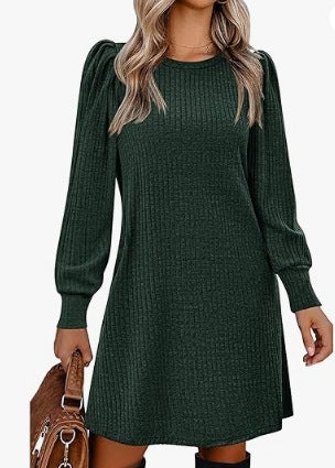 Robe pull femme avec tricot à côtes décontracté et élégantes manches bouffantes Chic & Stil
