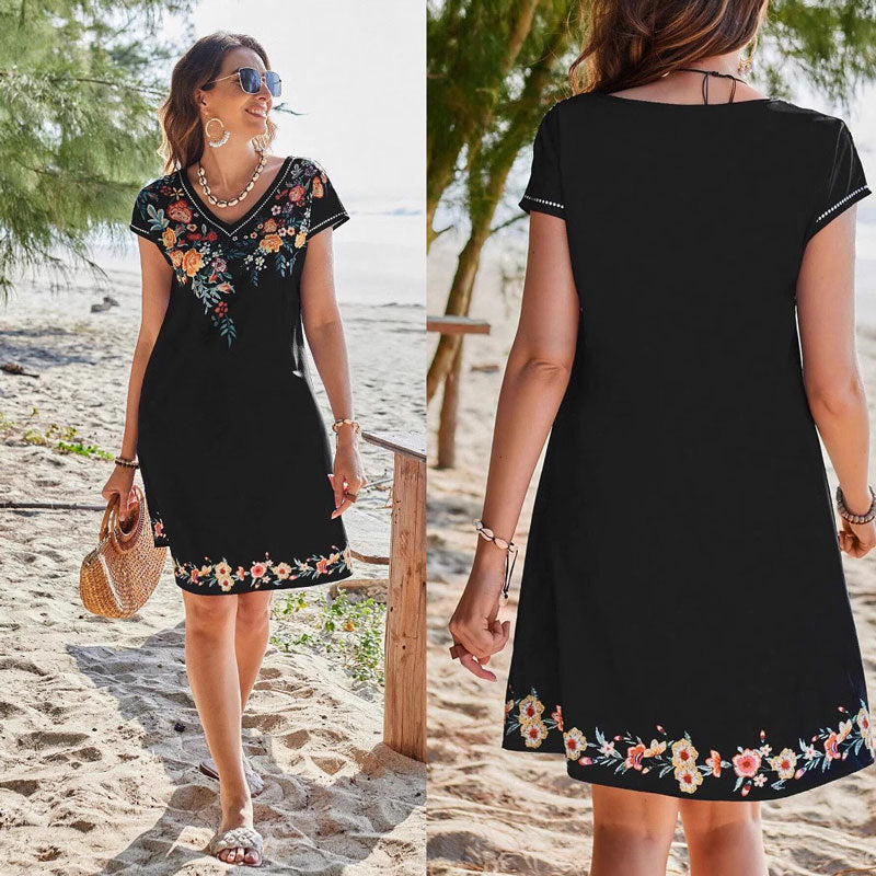Lune London Floral Embroidered Beach Dress