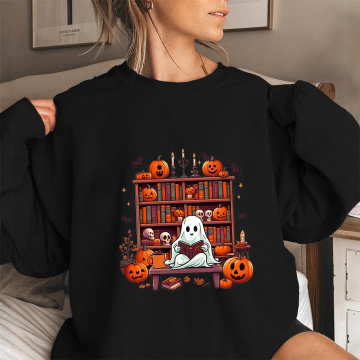 Sweat-shirt femme avec motif automnal effrayant et manches bouffantes décontractées Chic & Stil