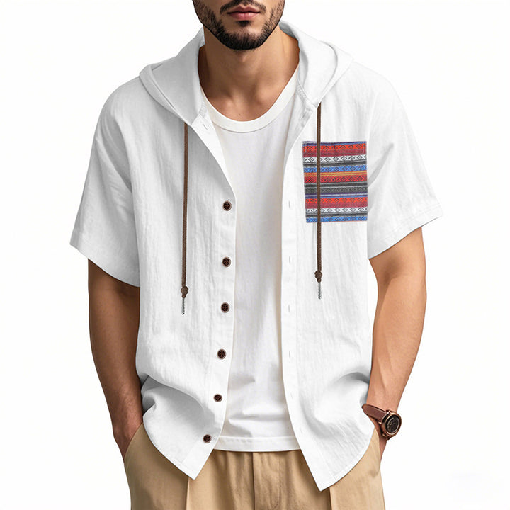 Casual short sleeve shirt for men with hood and colorful pattern Lune London