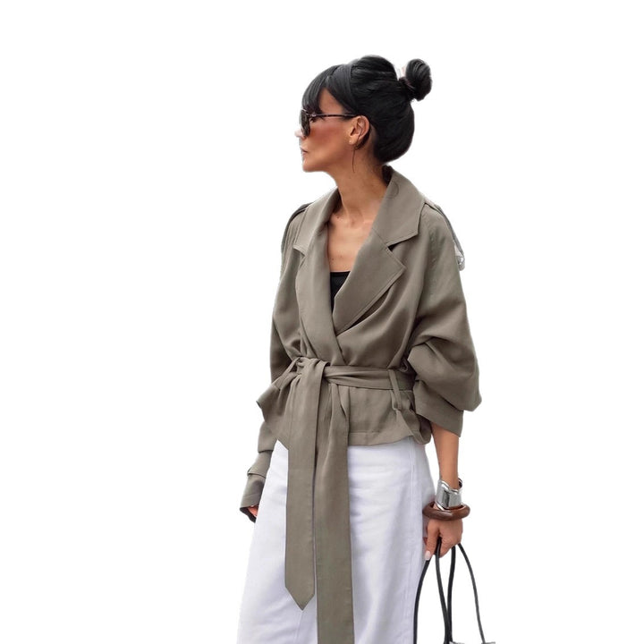 Oversized trench coat for women with adjustable belt and voluminous sleeves Lune London