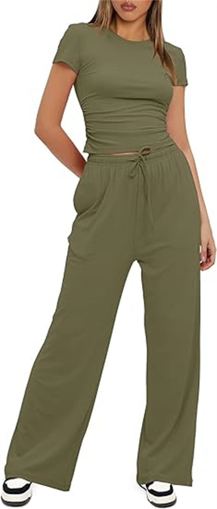 Casual set for women with crop top and wide pants Lune London