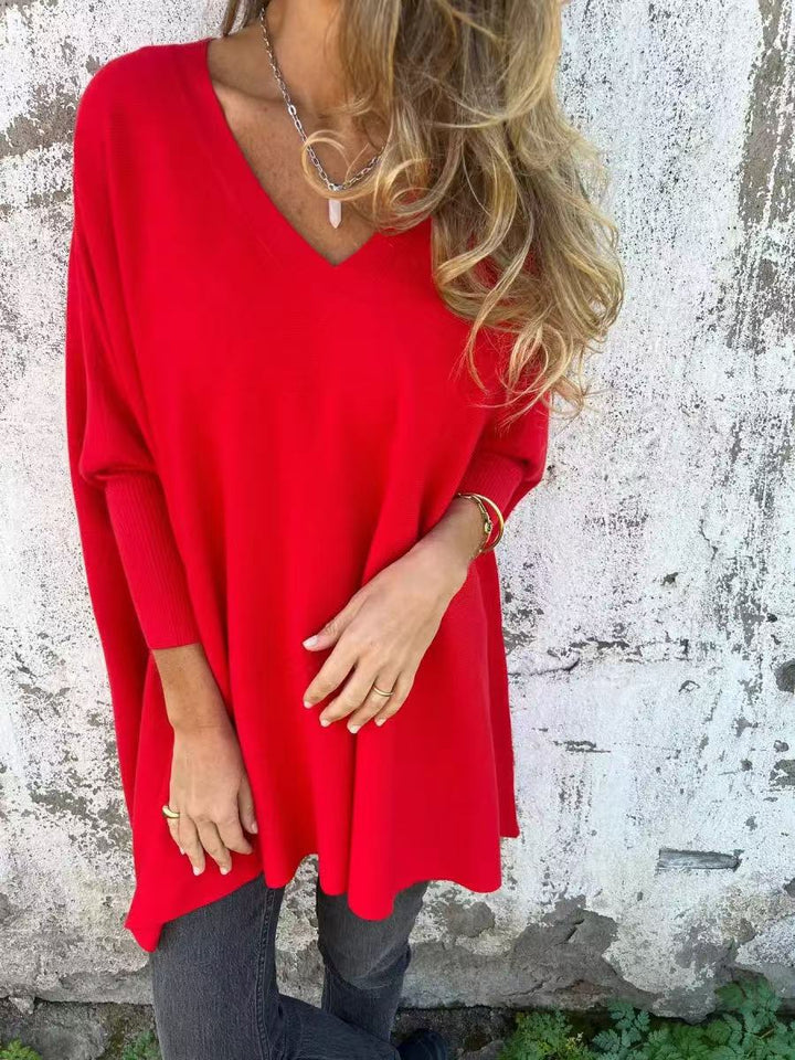 Oversized sweater for women with V-neck and airy design Lune London