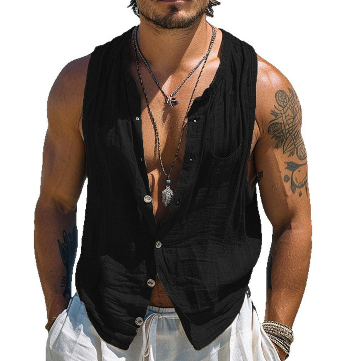Men's Sleeveless Shirt Made Of Breathable Linen Lune London