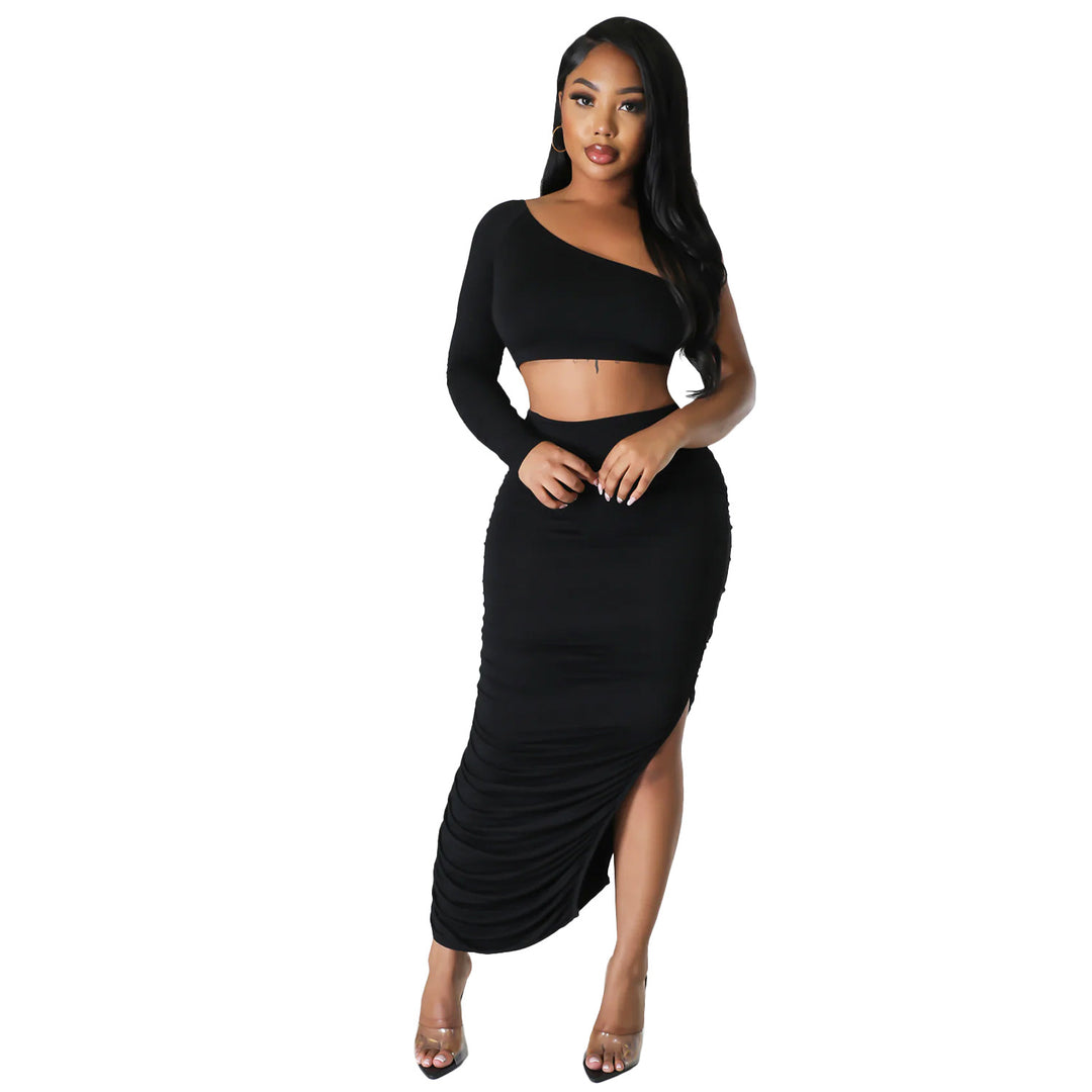 Ladies Off-Shoulder Ruffle Two-Piece Set Lune London