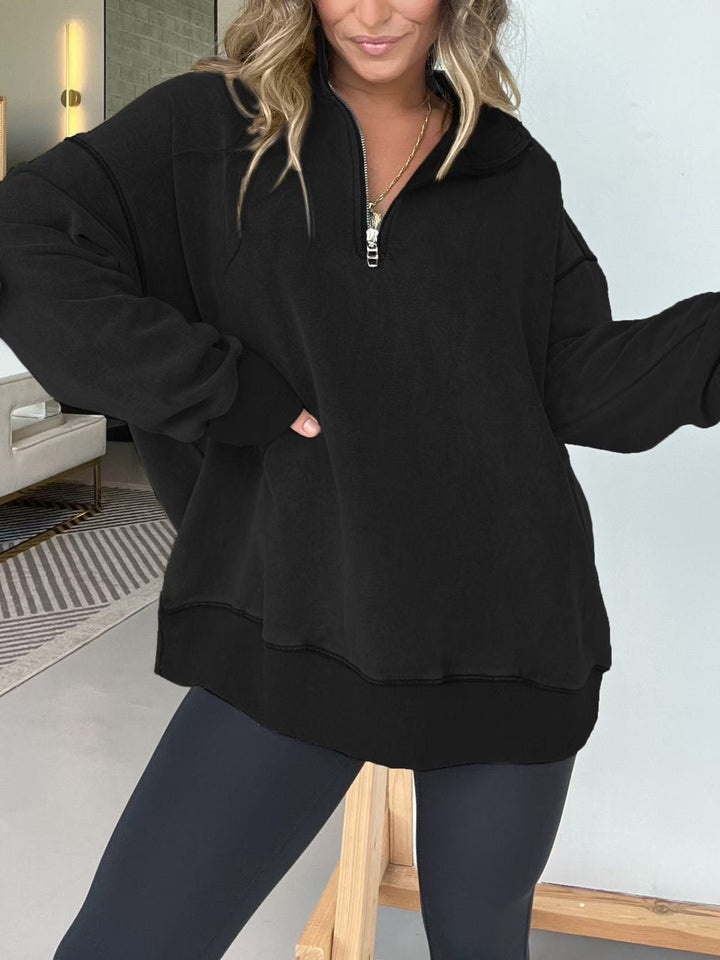 Ladies Comfortable Fleece Pullover with Half-Zip Lune London