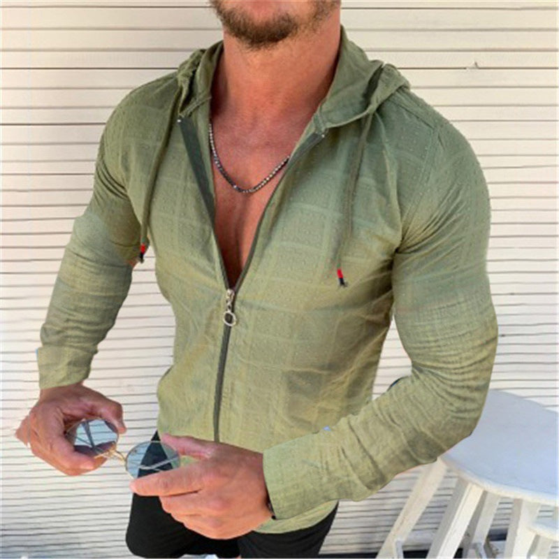 Men's Sporty Long Sleeve Jacket with Innovative Texture Pattern and Practical Zipper Lune London