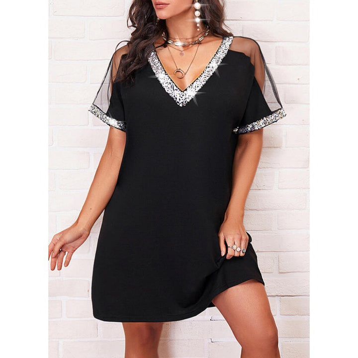 Ladies Elegant tunic dress with sequin trim Lune London