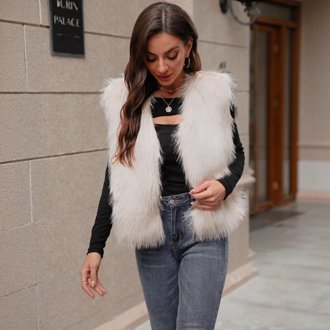 Ladies Fashion Faux Fur Vest with Soft Fur Trim Lune London