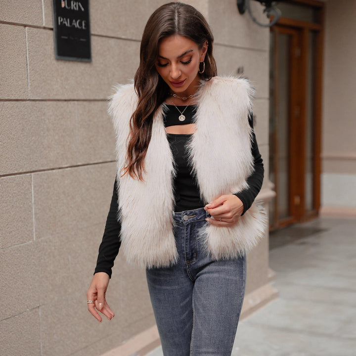 Ladies Fashion Faux Fur Vest with Soft Fur Trim Lune London