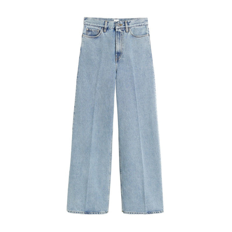 High-waisted loose jeans for women in vintage style with pleats Lune London