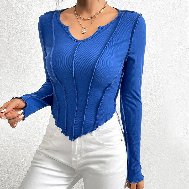 Haut ajusté à manches longues pour femmes avec motif rayé en relief Chic & Stil