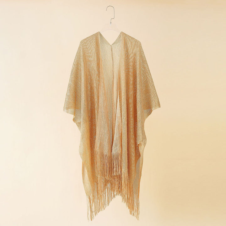 Women's Fringe Kimono Made of Transparent, Airy Structure Chic und Stil