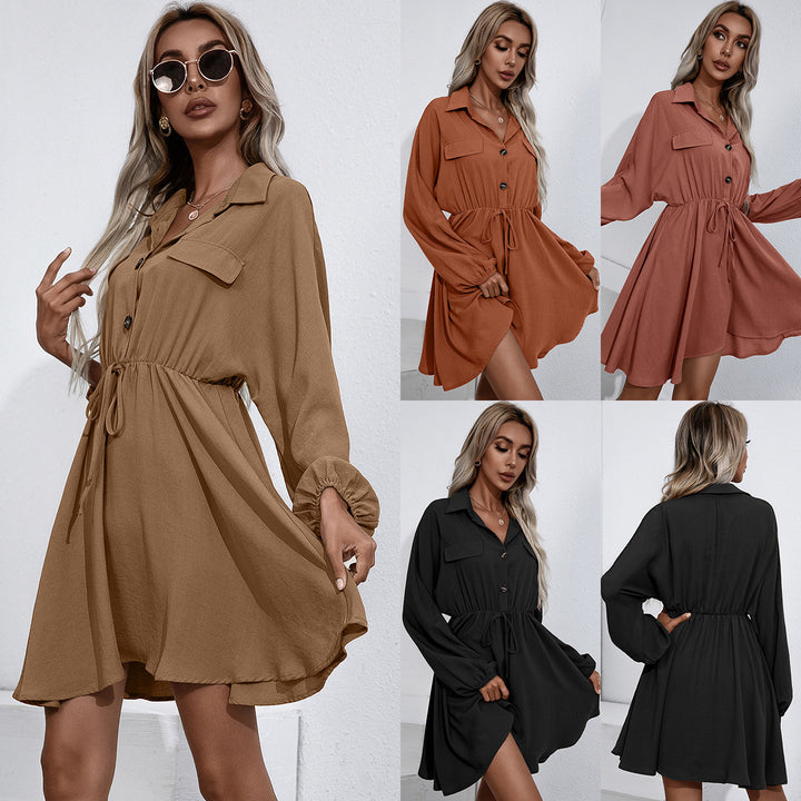 Casual shirt dress for women with button details and elastic waist tie Lune London