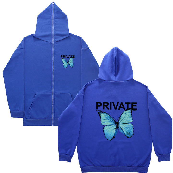 Women's fleece hoodie with colorful butterfly design Lune London