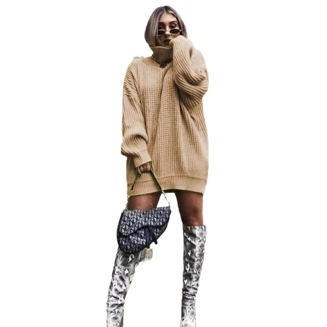 Ladies large knitted sweater with high neck and relaxed silhouette Lune London