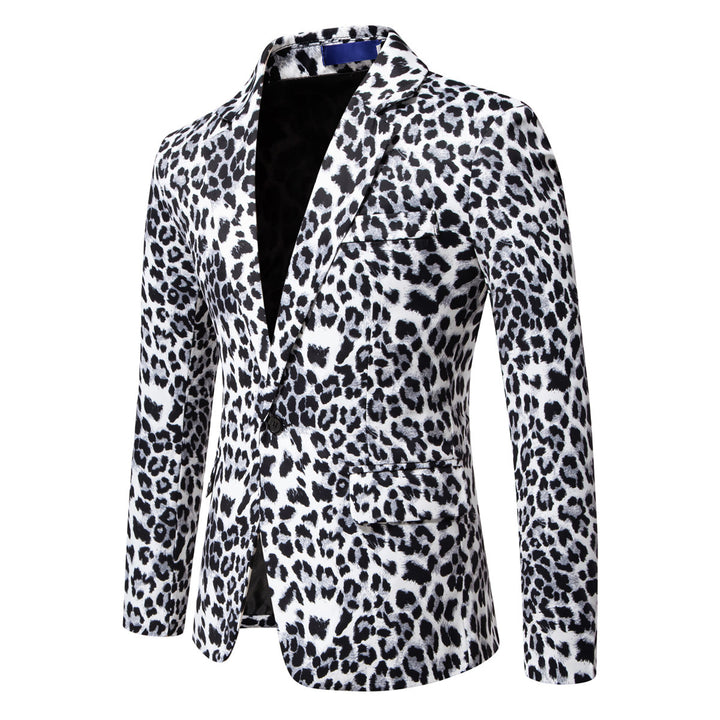 Elegant men's suit blazer with a striking leopard pattern Lune London