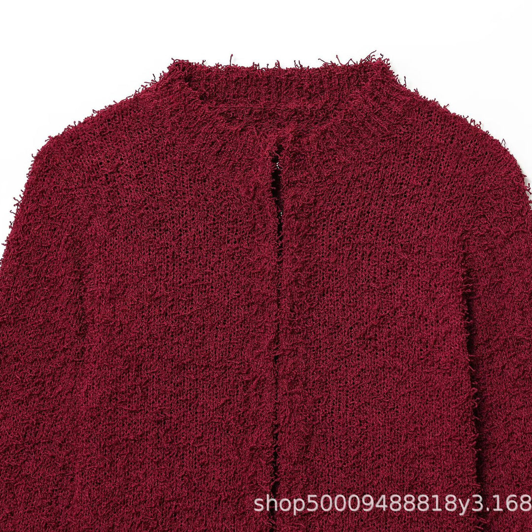 Ladies Comfortable knitted cardigan with fringed sleeves and a stylish collar Lune London