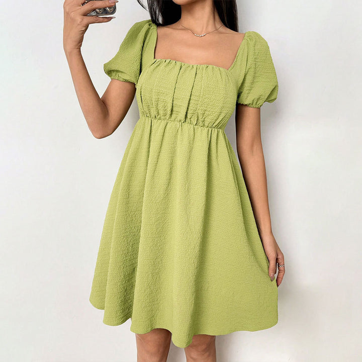 Robe d'été femme à épaules dénudées avec manches bouffantes et fente latérale Chic & Stil