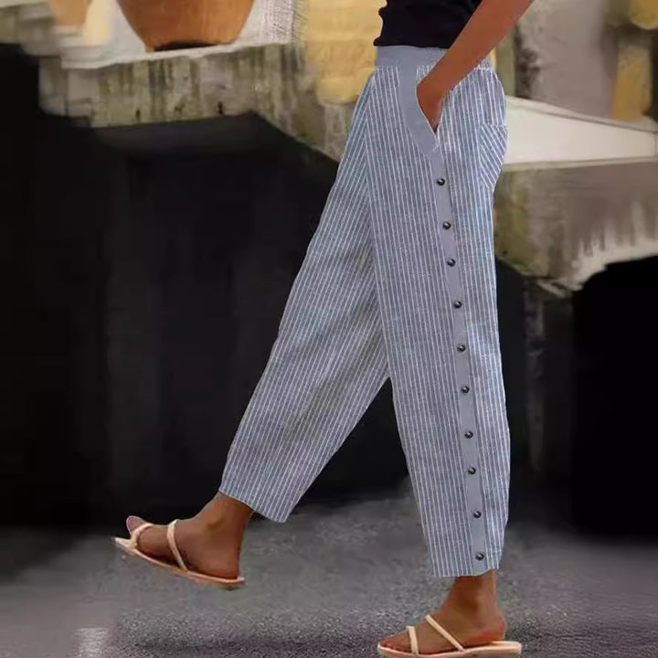 Striped women's pants with button details Lune London