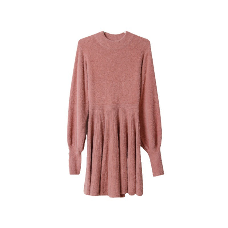 Robe en tricot pour femmes avec des manches bouffantes à la mode et des détails de bouton Chic & Stil