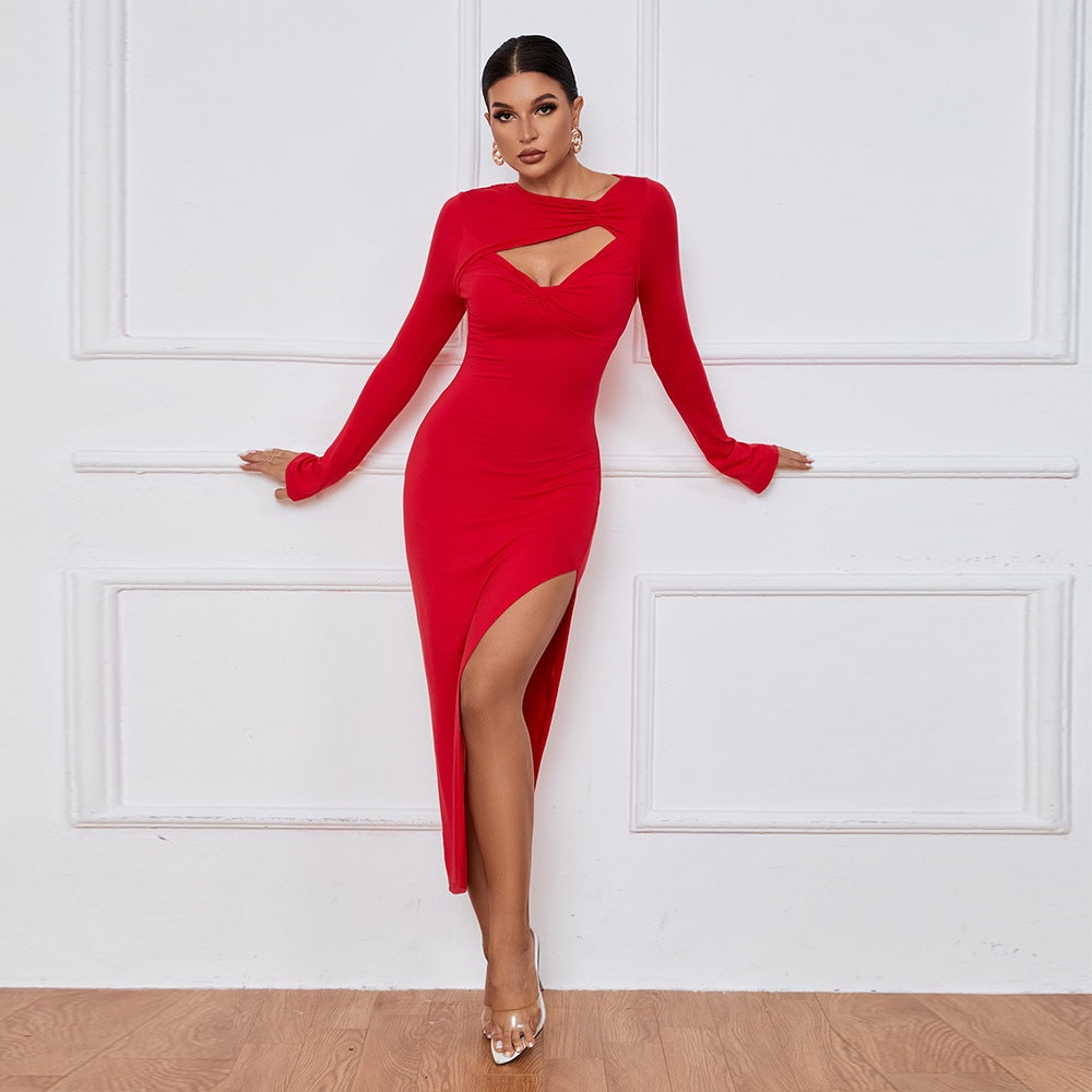 Ladies Elegant Cut-Out Dress High Slit Lune London
