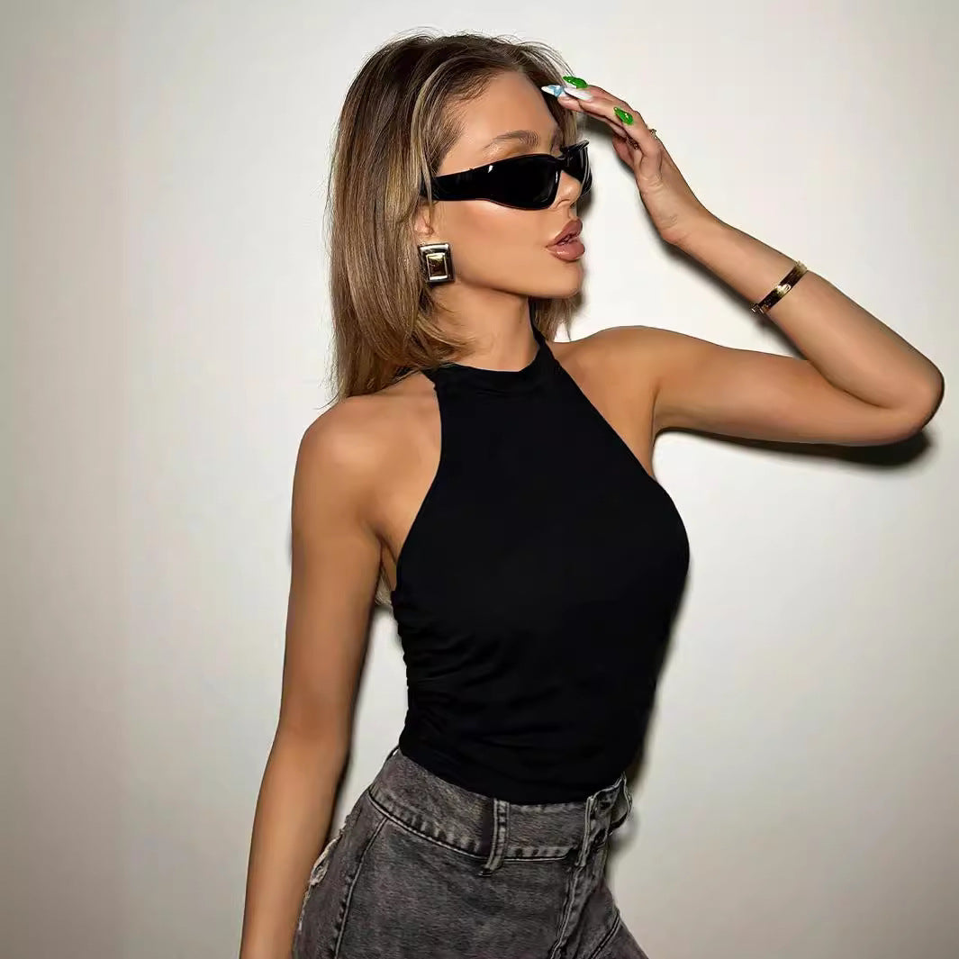 Chic & Stil women's halter neck top with a sleek design and a fitted silhouette