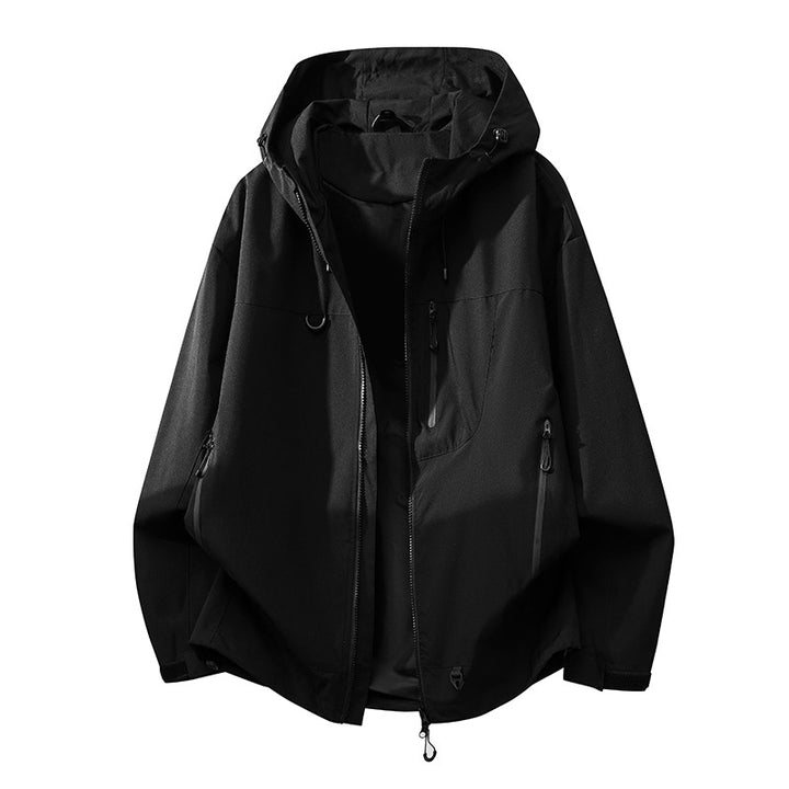 Technical outdoor jacket for women with multifunctional pockets and adjustable hood system Lune London