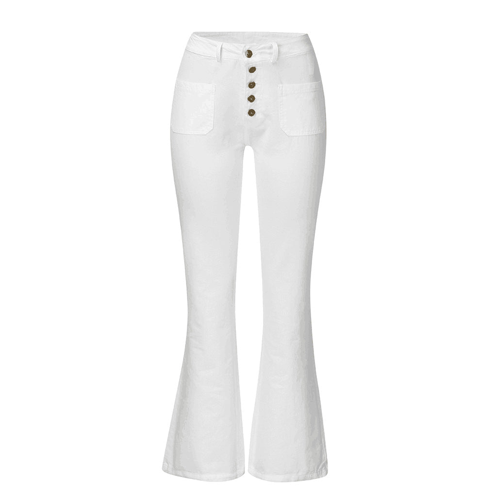 Women's flared jeans with high waist and retro button details Lune London