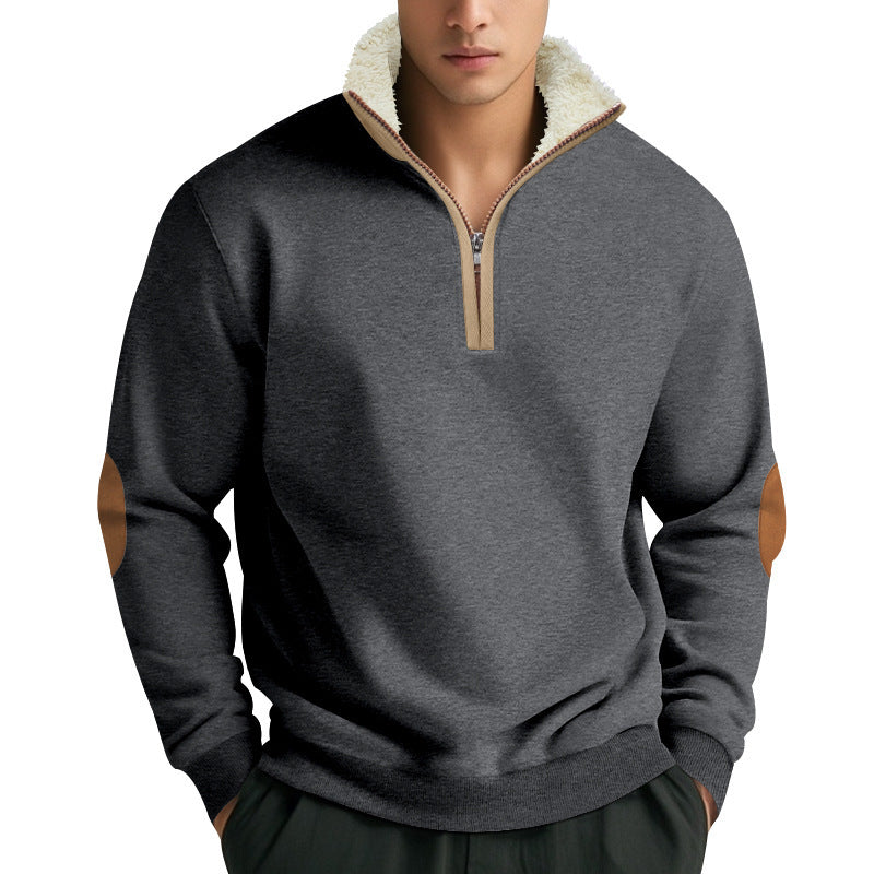 Fleece pullover for men with high collar and zipper Lune London