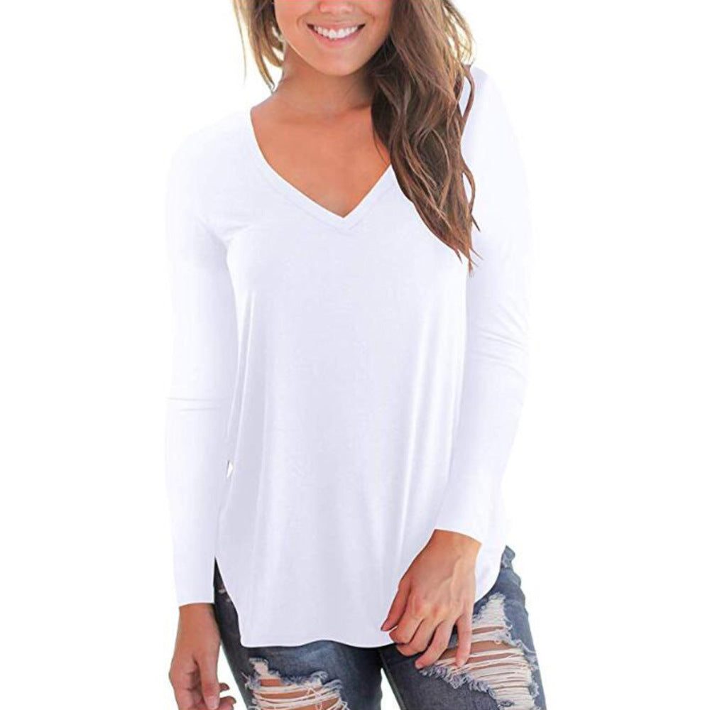 Women V-Neck Long Sleeve Shirt Made Of Soft Cotton Blend Lune London