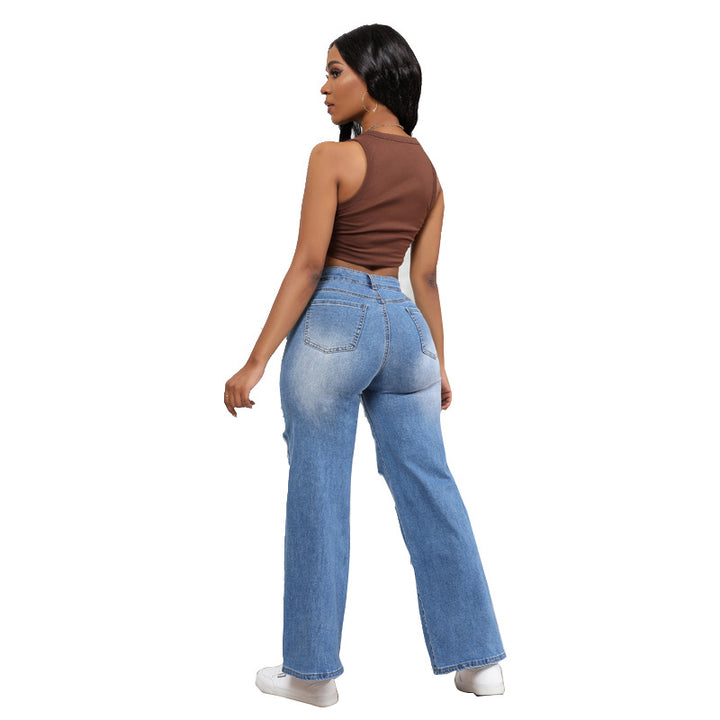 Lune London Wide Fit Destroyed Jeans for Women with Trendy Ripped Details