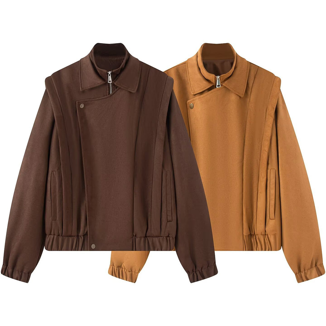 Veste de transition féminine à la mode avec coupe asymétrique et poches confortables Chic & Stil