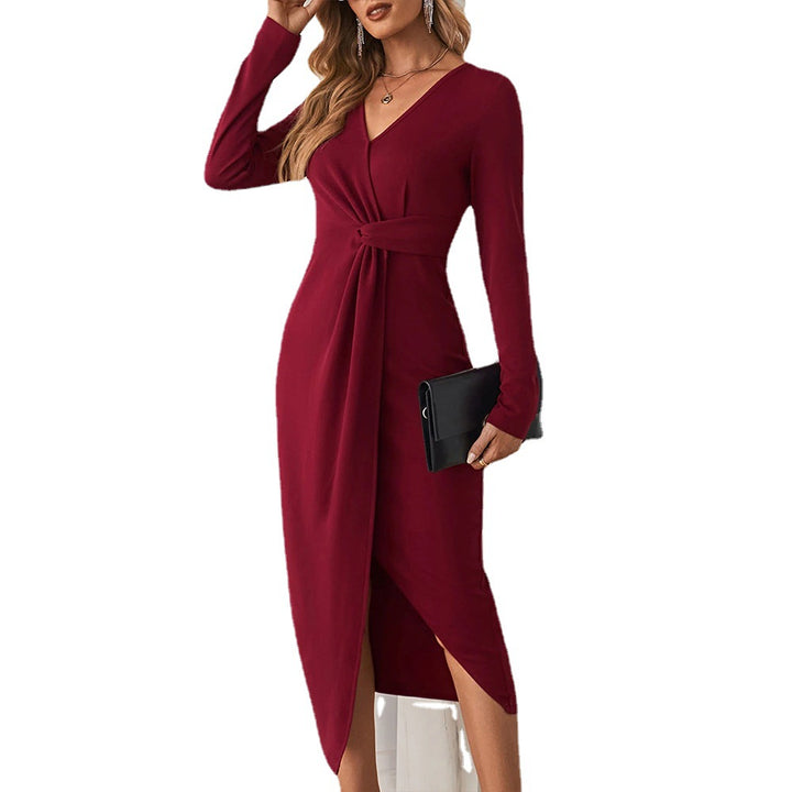 Robe midi femme avec ceinture tordue et fente profonde Chic & Stil