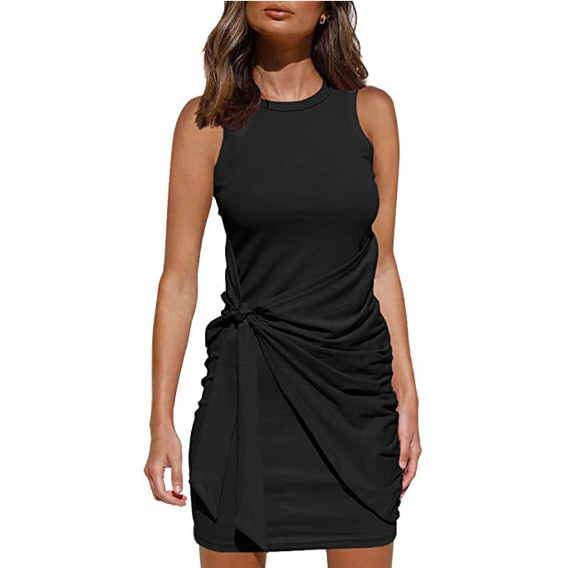 Chic and Stylish Draped Twisted Sleeveless Mini Dress