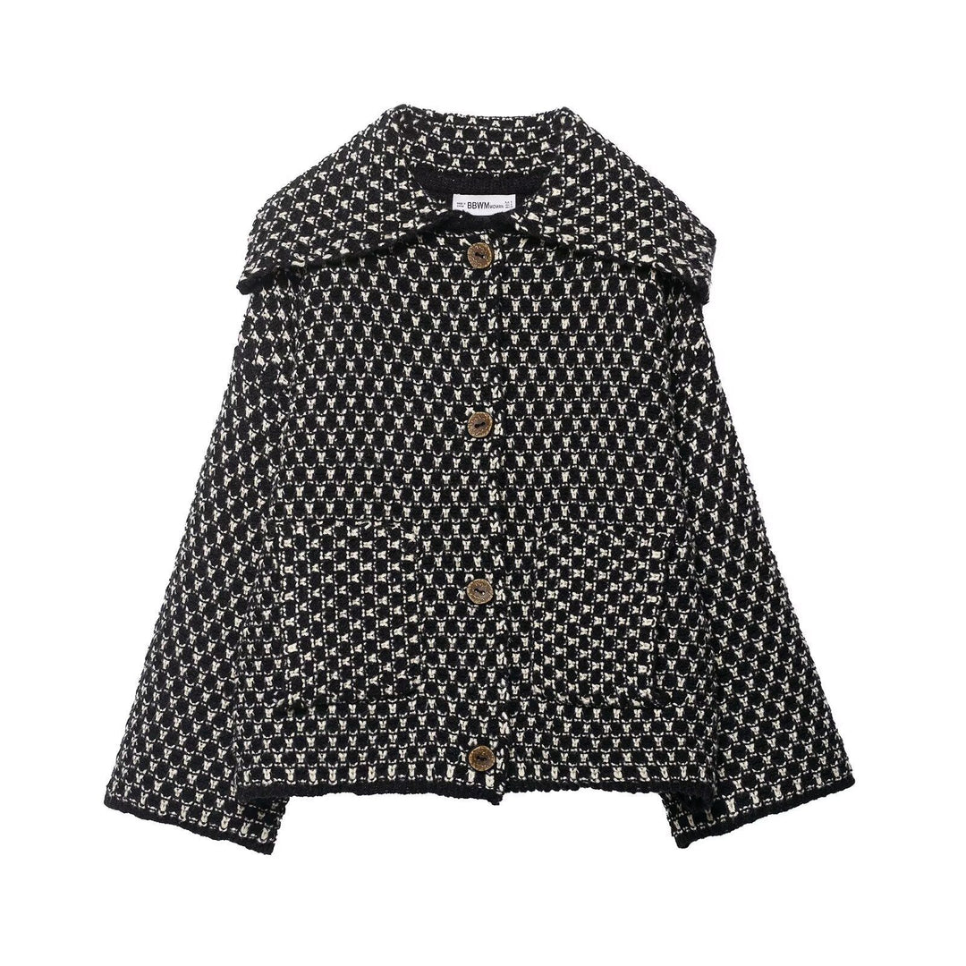 Veste courte à la mode pour femmes avec motif à carreaux et détails en boutons Chic & Stil