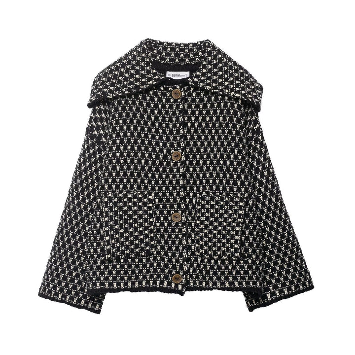 Veste courte à la mode pour femmes avec motif à carreaux et détails en boutons Chic & Stil