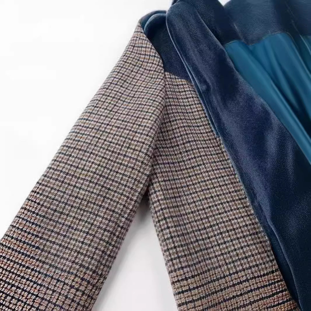 Ladies long trendy blazer with velvet lapels Lune London