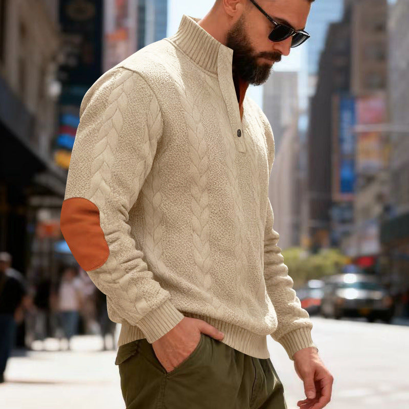 Men's knitted sweater with contrasting details and modern button closure Lune London