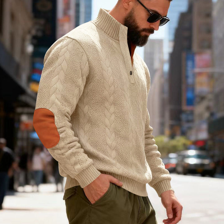 Men's knitted sweater with contrasting details and modern button closure Lune London