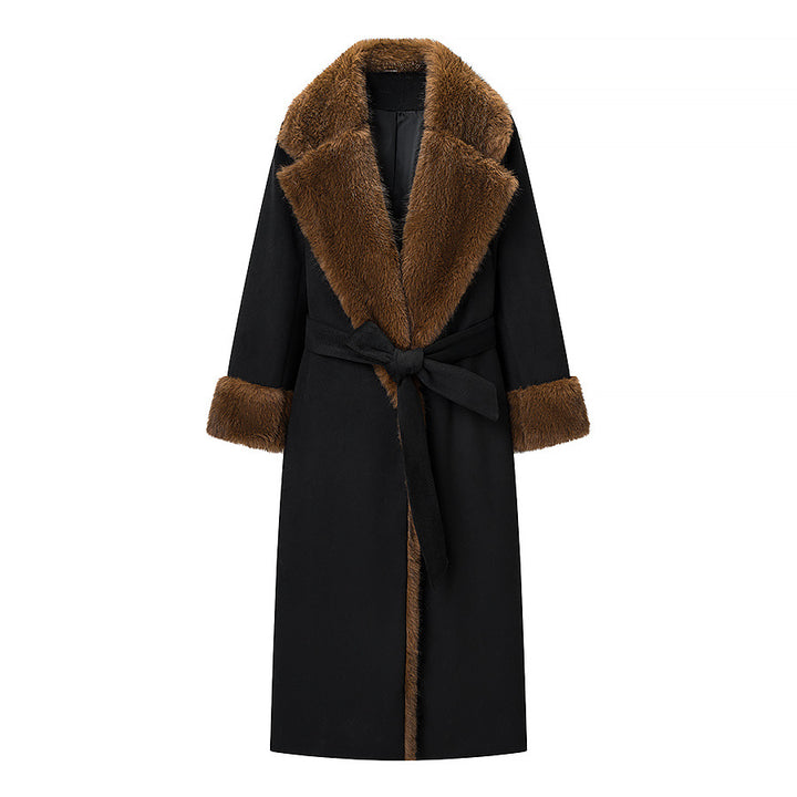 Manteau en peluche élégant pour femmes avec ceinture et col tendance Chic & Stil