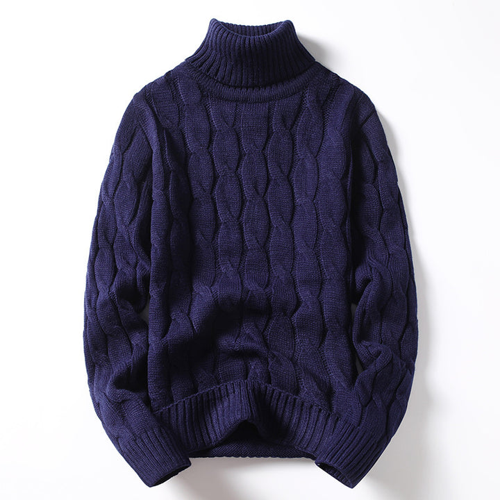 Men's knitted sweater with turtleneck and cable pattern Lune London
