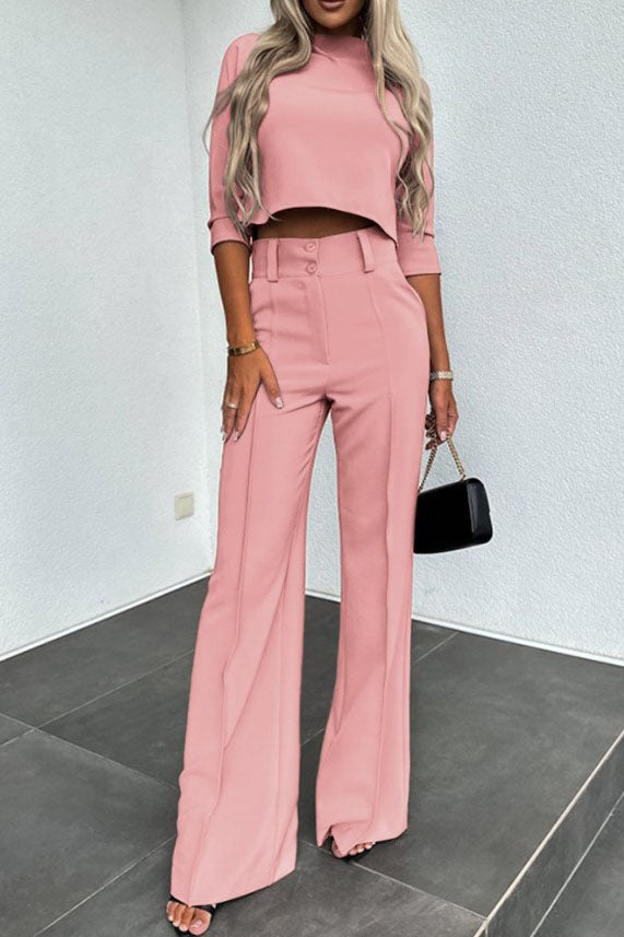 Lune London | Sleeve Sweater Wide Leg Pants Business Casual Outfits Set