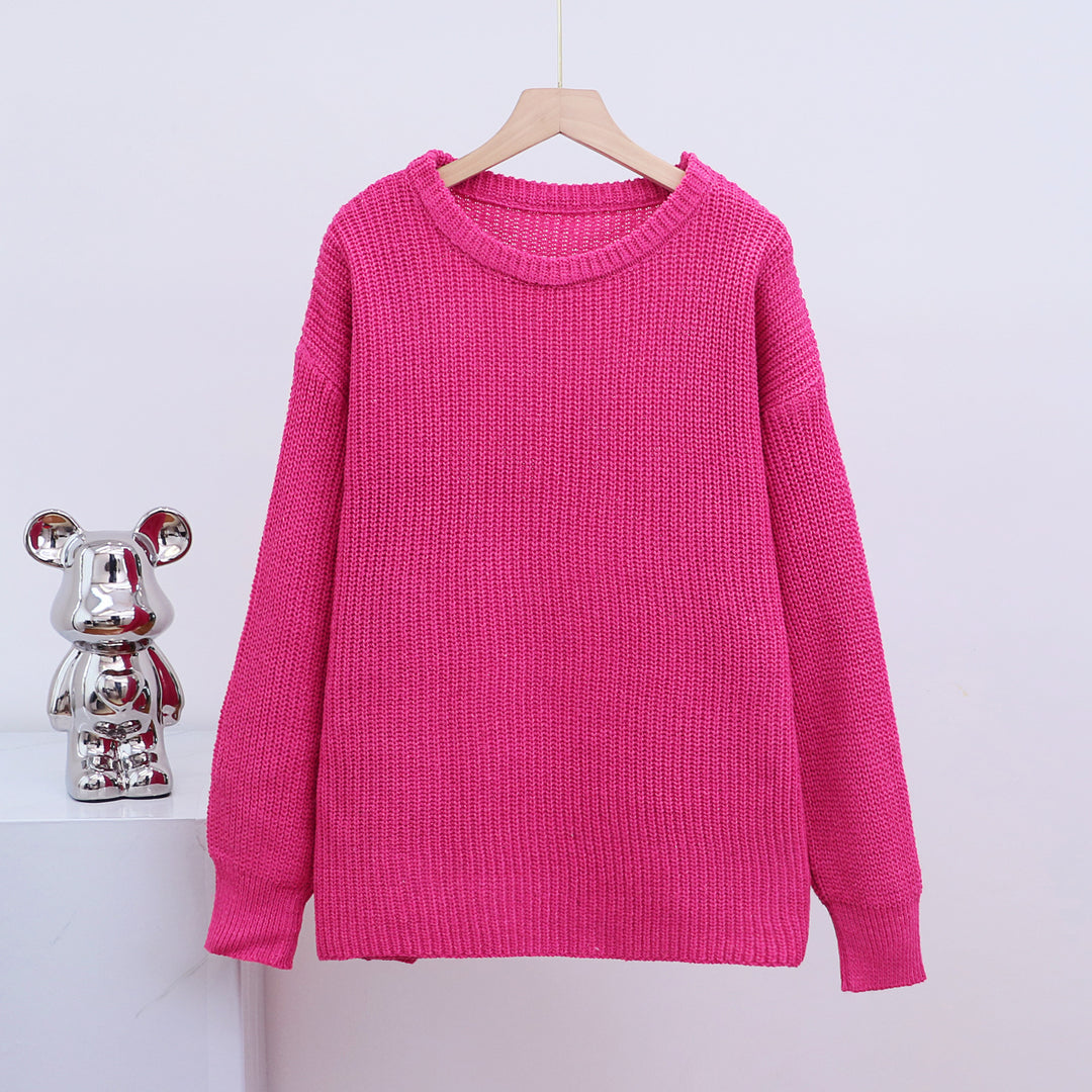 Pull en maille épaisse pour femmes avec coupe décontractée et col rond Chic & Stil