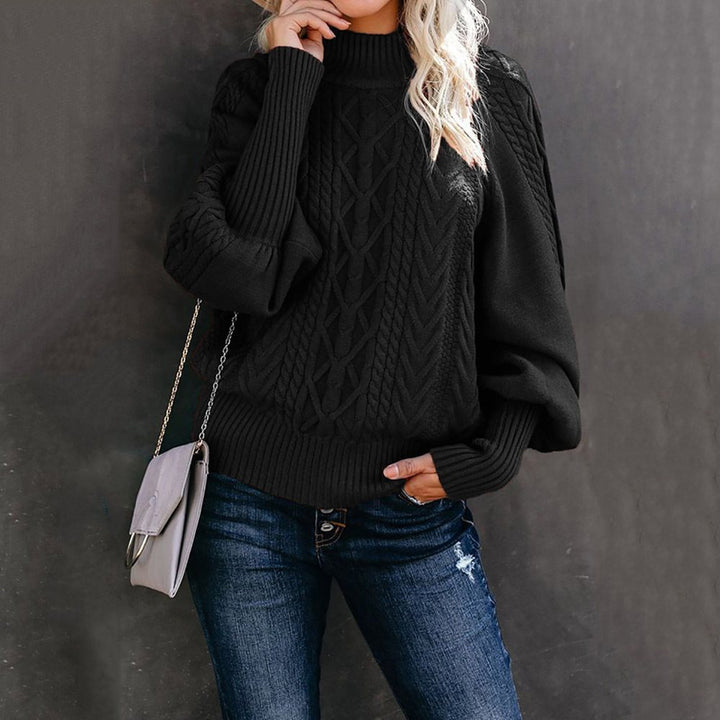 Knitted pullover for women with a high collar and voluminous sleeves Lune London