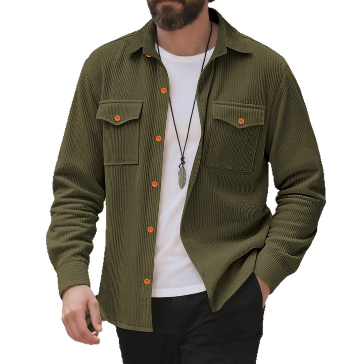Corduroy shirt for men with double chest pockets and modern fit Lune London
